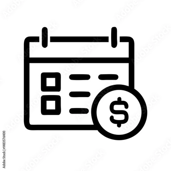 Fototapeta Expense Tracker App Icon – Calendar and Financial Management:
Icon of an expense tracker app with a calendar and money sign, representing personal finance, budgeting, and spending management.