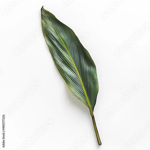 Fototapeta Elegant Single Tropical Leaf on White Background for Design and Natural Themes.