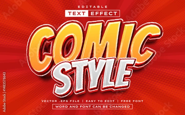 Fototapeta Comic Style 3D editable text effect in glossy style