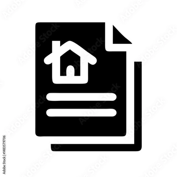 Fototapeta Home Insurance Document Icon – House Paperwork:
Icon depicting a document with a house, symbolizing home insurance, property paperwork, and real estate security.