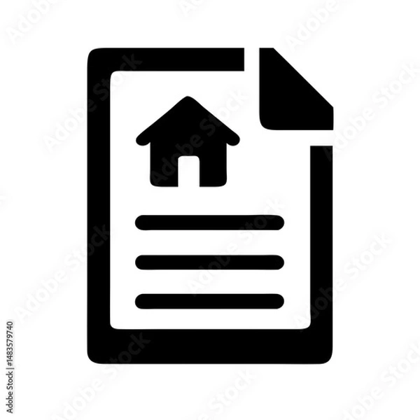 Fototapeta Home Insurance Policy Icon – Document with House Symbol:
Document icon featuring a house, symbolizing home insurance policies, property protection, and real estate security.