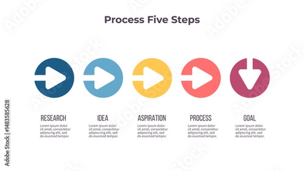 Fototapeta Business infographic template. Arrow timeline with five options, steps. Vector chart.