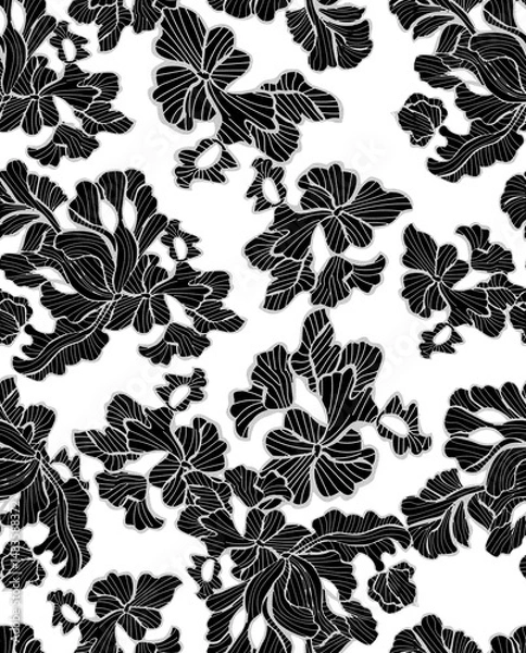 Obraz Floral Black Pattern
