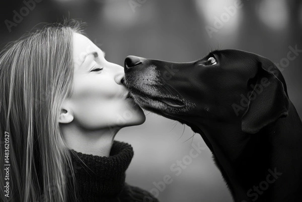 Obraz Young woman with her dog