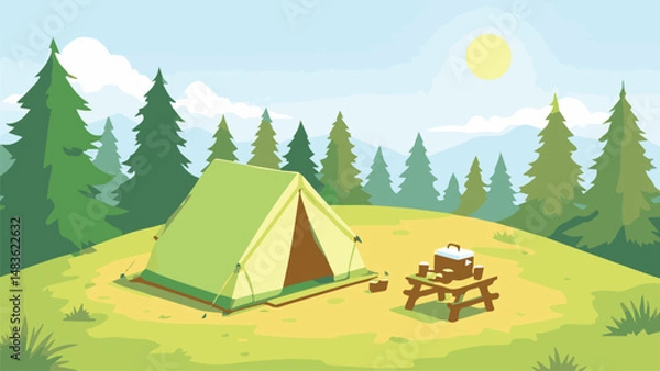 Fototapeta camping in the mountains vector