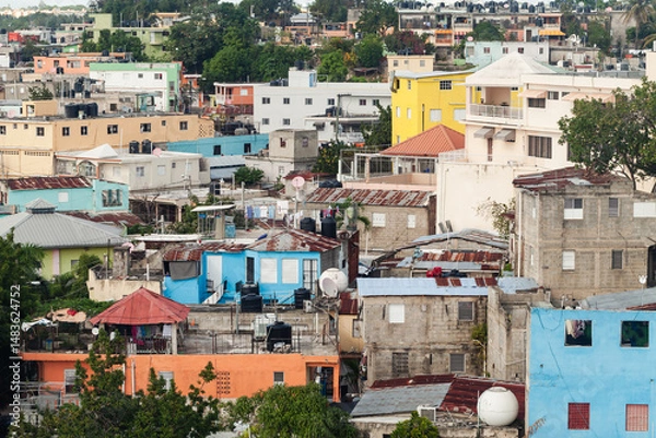 Obraz Colorful urban residential area showcasing various building styles