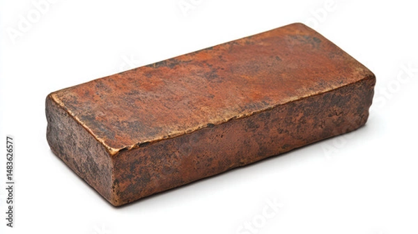 Fototapeta Brick in isolation: An aged brick resting, revealing detailed texture and a warm, earthy color palette, exuding a sense of solidity and history. 