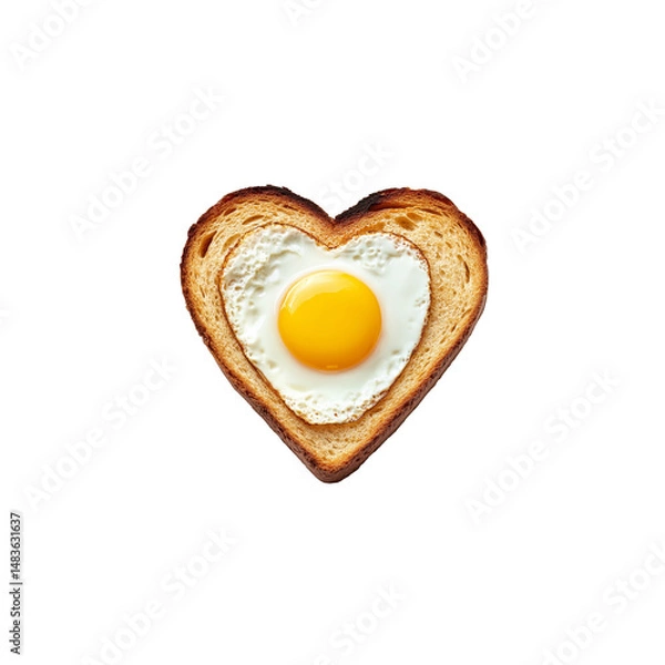 Obraz Heart-Shaped Fried Egg in Toast: A Romantic Breakfast Concept, Isolated on Transparent Background, Perfect for Valentine's Day or Special Occasions