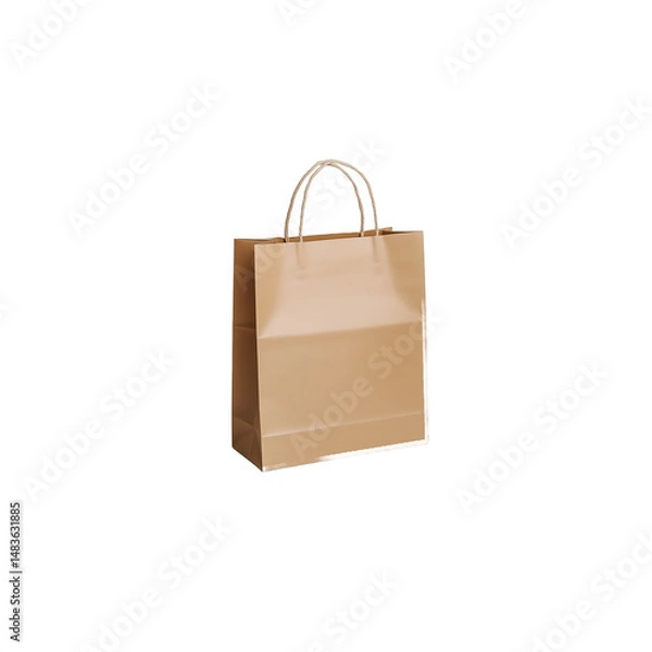 Obraz Elegant Kraft Paper Shopping Bag, Retail Packaging Mockup, Isolated on Transparent Background; Perfect for Branding, E-commerce, and Merchandise Design