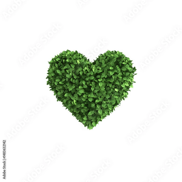 Obraz Lush Green Foliage Shaped as a Heart, Isolated on Transparent Background; Perfect for Eco-Friendly Designs, Valentine's Day, and Nature-Inspired Projects.