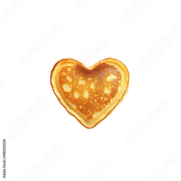 Obraz Delicious Golden Brown Heart-Shaped Pancake, Isolated on Transparent Background: Perfect for Valentine's Day, Breakfast Menu, or Romantic Dessert Designs