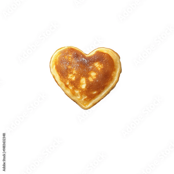 Obraz Delicious Heart-Shaped Pancake: Isolated Golden-Brown Griddle Cake, Perfect for Valentine's Day, Breakfast, or Romantic Brunch - PNG Transparent Background