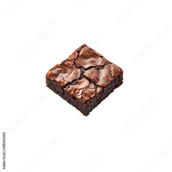 Obraz Delicious Chocolate Brownie, Isolated Square-Shaped Baked Treat, Perfect for Dessert Menus, Website Banners, and Food Blogs, High-Resolution Image with Transparent Background