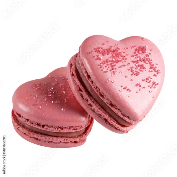 Obraz Heart shape macarons isolated on transparent background