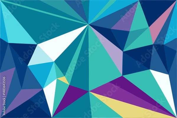 Fototapeta Abstract geometric composition featuring vibrant colors in a low poly style
