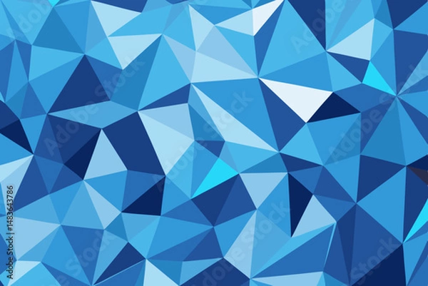 Fototapeta Abstract geometric polygonal background in various shades of blue with transparency