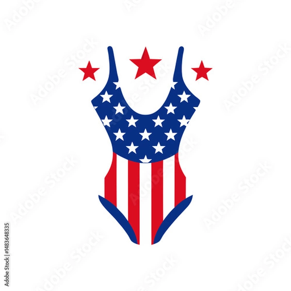 Obraz stars and stripes swimwear design on transparent background