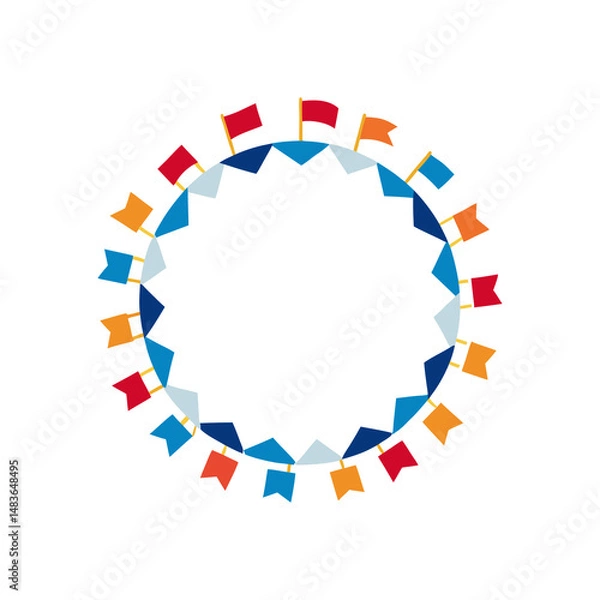 Obraz wreath made of mini flags on transparent background