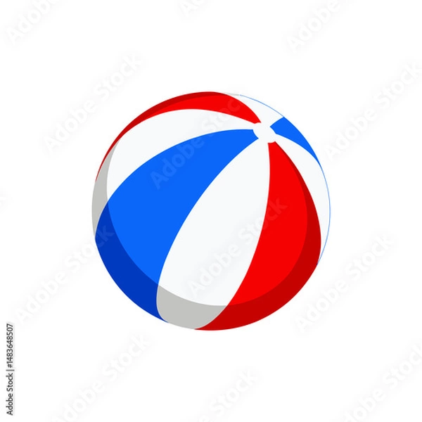 Obraz beach ball in red white blue on transparent background