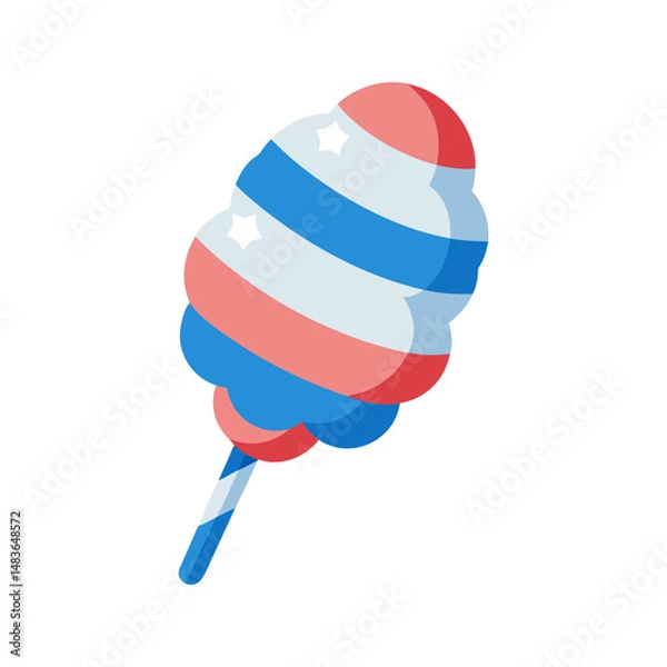 Obraz cotton candy with patriotic wrapper on transparent background