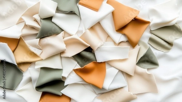 Obraz A pile of fabric scraps in various colors and textures.