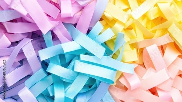 Obraz A pile of colorful ribbons in various pastel shades.