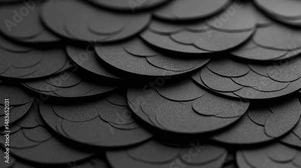 Obraz A close-up view of a pile of black, circular objects with a textured surface.