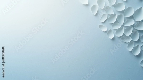Obraz A minimalist design of white eggshells on a light blue background.