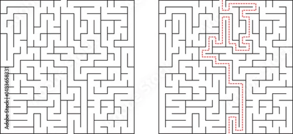 Fototapeta Complex Maze Puzzle Solution Path, Labyrinth, Game, Challenge, Brain Teaser, Logic, Strategy, Proble