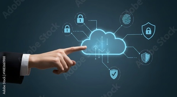 Fototapeta Cloud Security Concept – Data Protection in the Digital Cloud