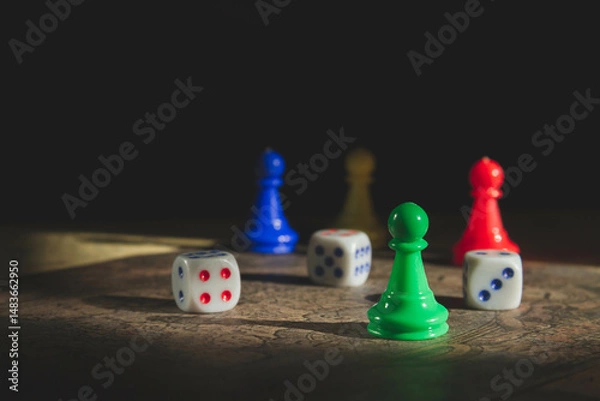 Obraz Board Game Kit. Vintage style game. Land conquest strategy..