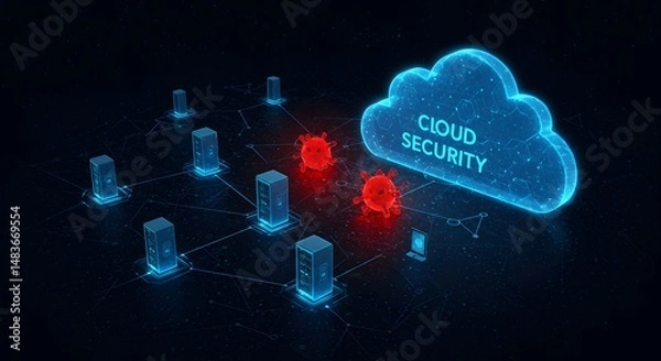 Fototapeta Cloud Security Concept – Data Protection in the Digital Cloud