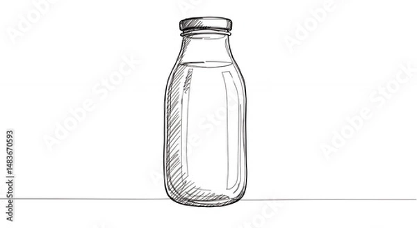 Obraz Simple glass beverage bottle illustration