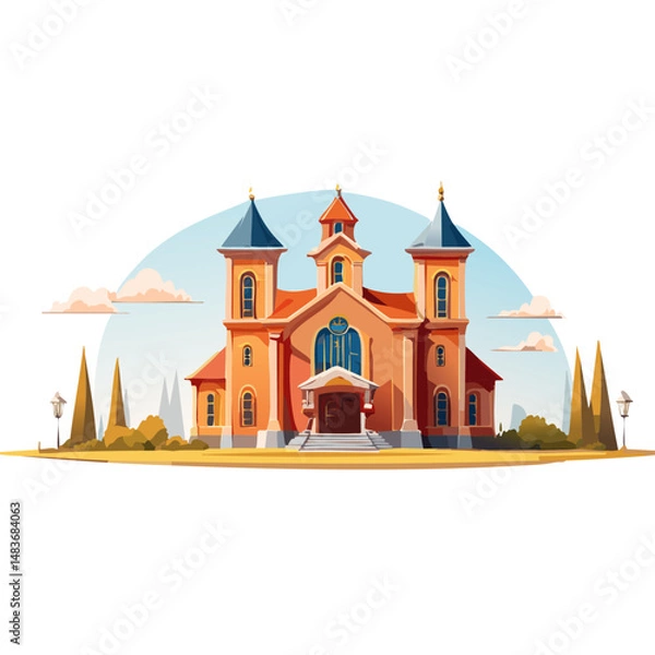 Obraz vector illustration of a old castle in the mountain