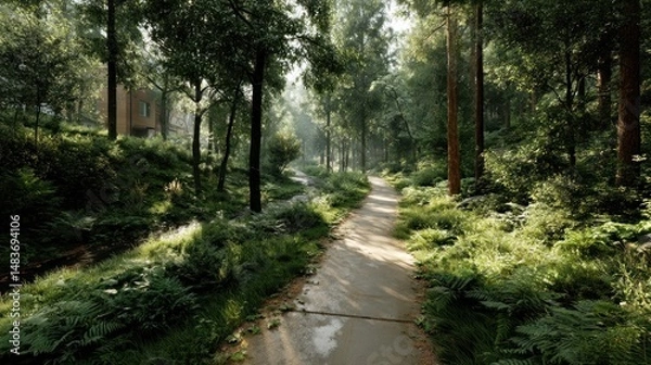 Obraz Forest path sunlight