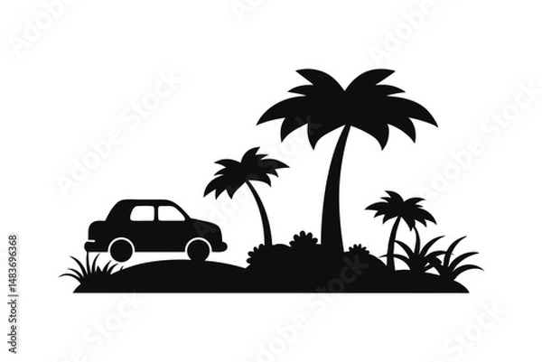 Fototapeta palm tree and car
