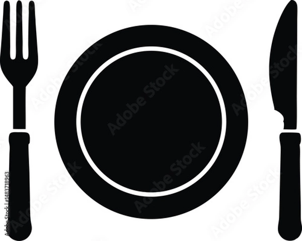 Fototapeta fork, knife and plate set vector