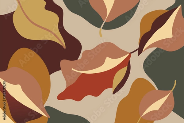 Fototapeta Abstract leaf illustration featuring earthy tones suitable for various design projects