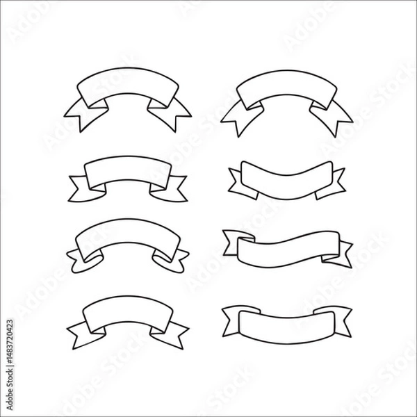 Obraz Ribbons Line Art Vector Set 