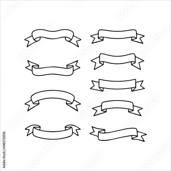 Obraz Ribbons Line Art Vector Set 