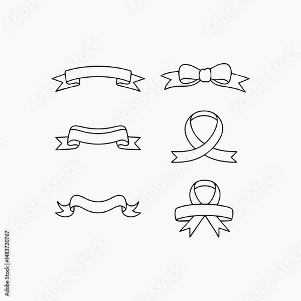 Obraz Ribbons Line Art Vector Set 