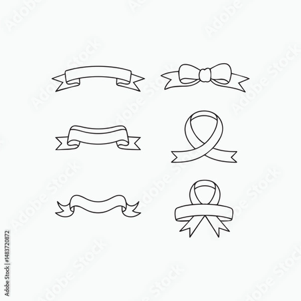 Obraz Ribbons Line Art Vector Set 