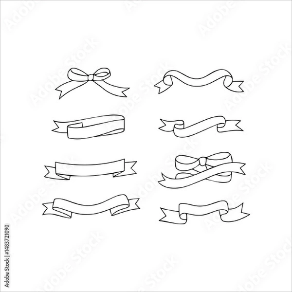 Obraz Ribbons Line Art Vector Set 