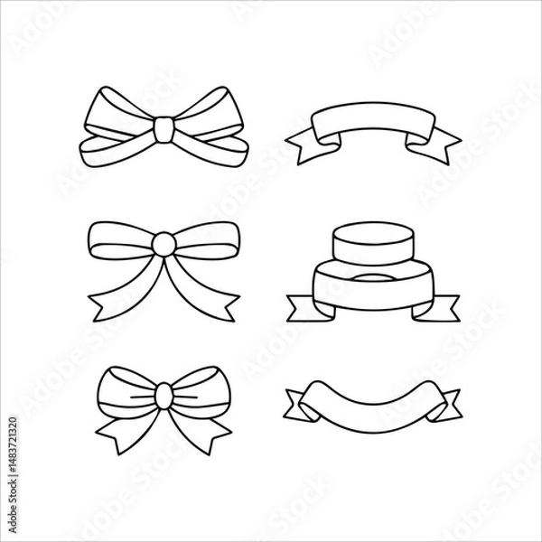 Obraz Ribbons Line Art Vector Set 