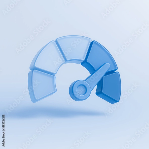 Obraz 3D Speedometer Icon – Blue Performance Meter for Analytics and Optimization