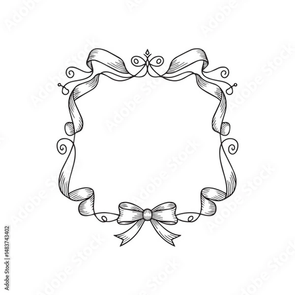 Obraz Handdrawn Ribbon  Frame Line Art Vector 