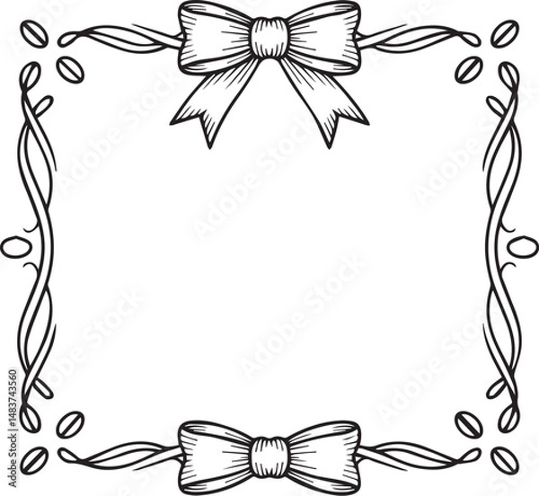Obraz Handdrawn Ribbon  Frame Line Art Vector 