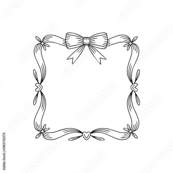 Obraz Handdrawn Ribbon  Frame Line Art Vector 