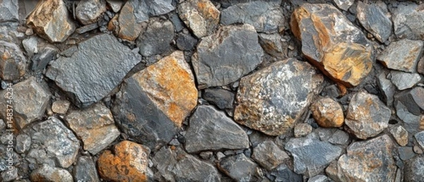 Fototapeta Dense Waxy Texture of Flint Surface with Various Rock Formations in Natural Background, Ideal for Geological Studies and Earth Sciences