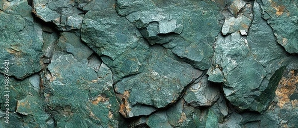 Fototapeta Detailed Close-Up of Layered Green Schist with Unique Foliated Texture for Natural Backgrounds and Geological Studies